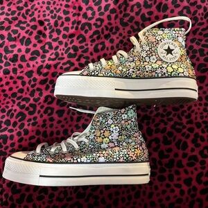 Converse Floral High Top Sneakers in Multicolor
